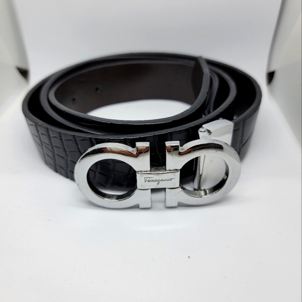 Salvatore Ferragamo Black Leather Belt